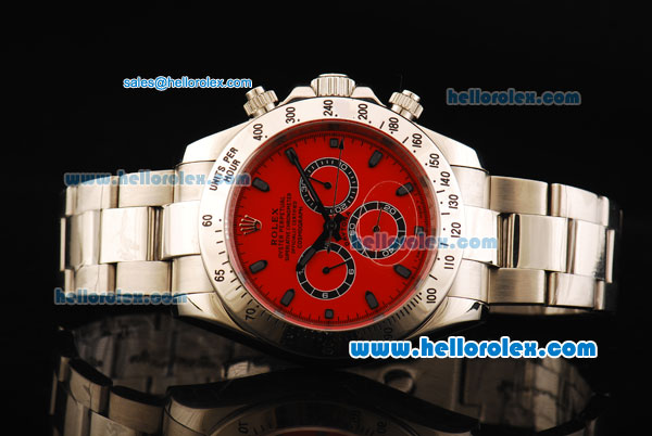 Rolex Daytona II Oyster Perpetual Automatic Movement Full Steel with Red Dial and Black Markers - Click Image to Close